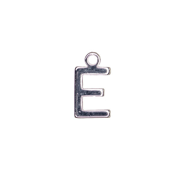 Alphabet Pendant, Letter "E" 8.5mm, Silver Plated (1 Piece)