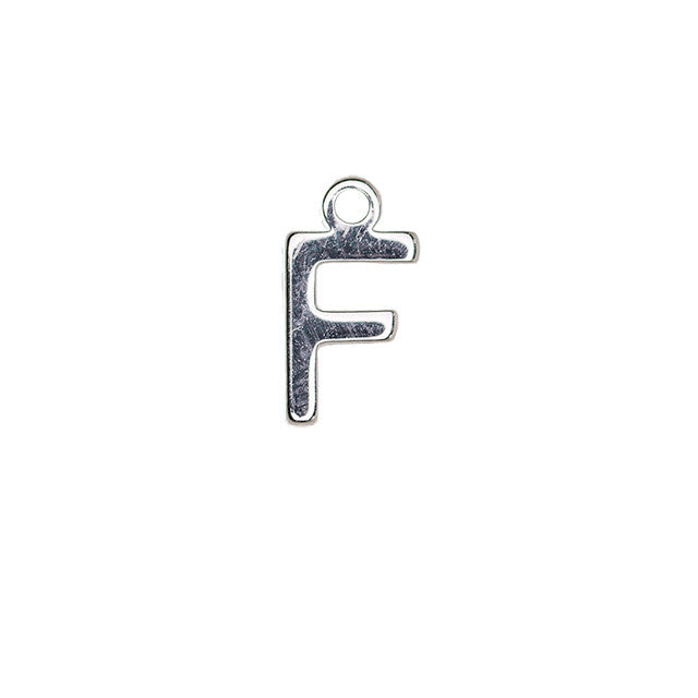 Alphabet Pendant, Letter "F" 8.5mm, Silver Plated (1 Piece)
