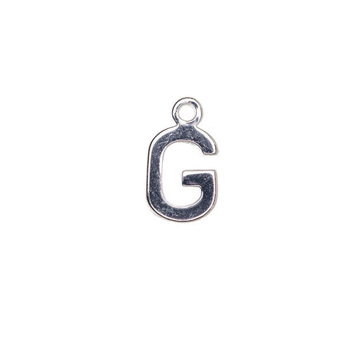 Alphabet Pendant, Letter "G" 8.5mm, Silver Plated (1 Piece)