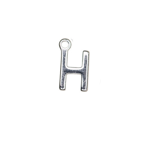 Alphabet Pendant, Letter "H" 8.5mm, Silver Plated (1 Piece)