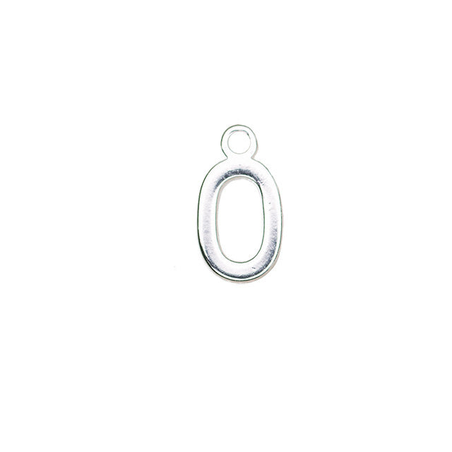 Alphabet Pendant, Letter "O" 8.5mm, Silver Plated (1 Piece)