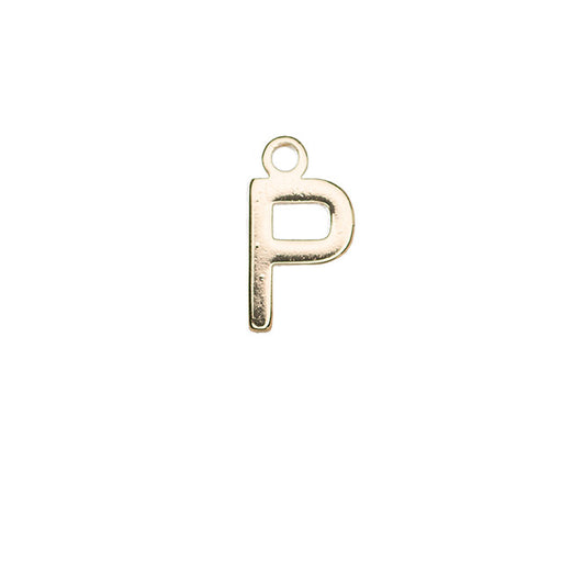 Alphabet Pendant, Letter "P" 8.5mm, Gold Plated (1 Piece)