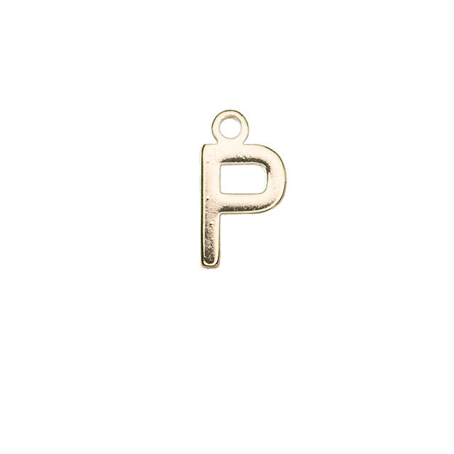 Alphabet Pendant, Letter "P" 8.5mm, Gold Plated (1 Piece)
