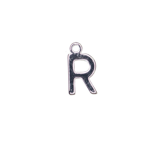 Alphabet Pendant, Letter "R" 8.5mm, Silver Plated (1 Piece)