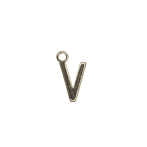 Alphabet Pendant, Letter "V" 8.5mm, Gold Plated (1 Piece)