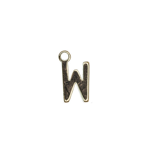 Alphabet Pendant, Letter "W" 8.5mm, Gold Plated (1 Piece)