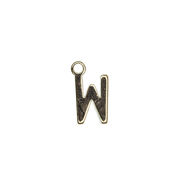 Alphabet Pendant, Letter "W" 8.5mm, Gold Plated (1 Piece)