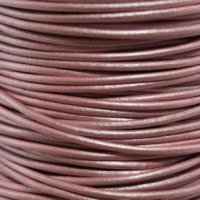 Leather Cord USA Metallic Mystique Pink Round Leather Cord, 1.5mm (Yard)