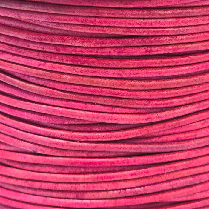 Leather Cord USA Natural Cyclamen Round Leather Cord, 1.5mm (Yard)