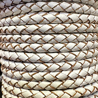 Leather Cord USA White Braided Bolo Leather Cord, 4mm (Yard)