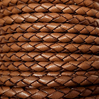 Leather Cord USA Saddle Brown Braided Bolo Leather Cord, 4mm (Yard)
