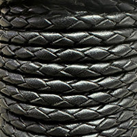 Leather Cord USA Natural Black Braided Bolo Leather Cord, 3mm (Yard)