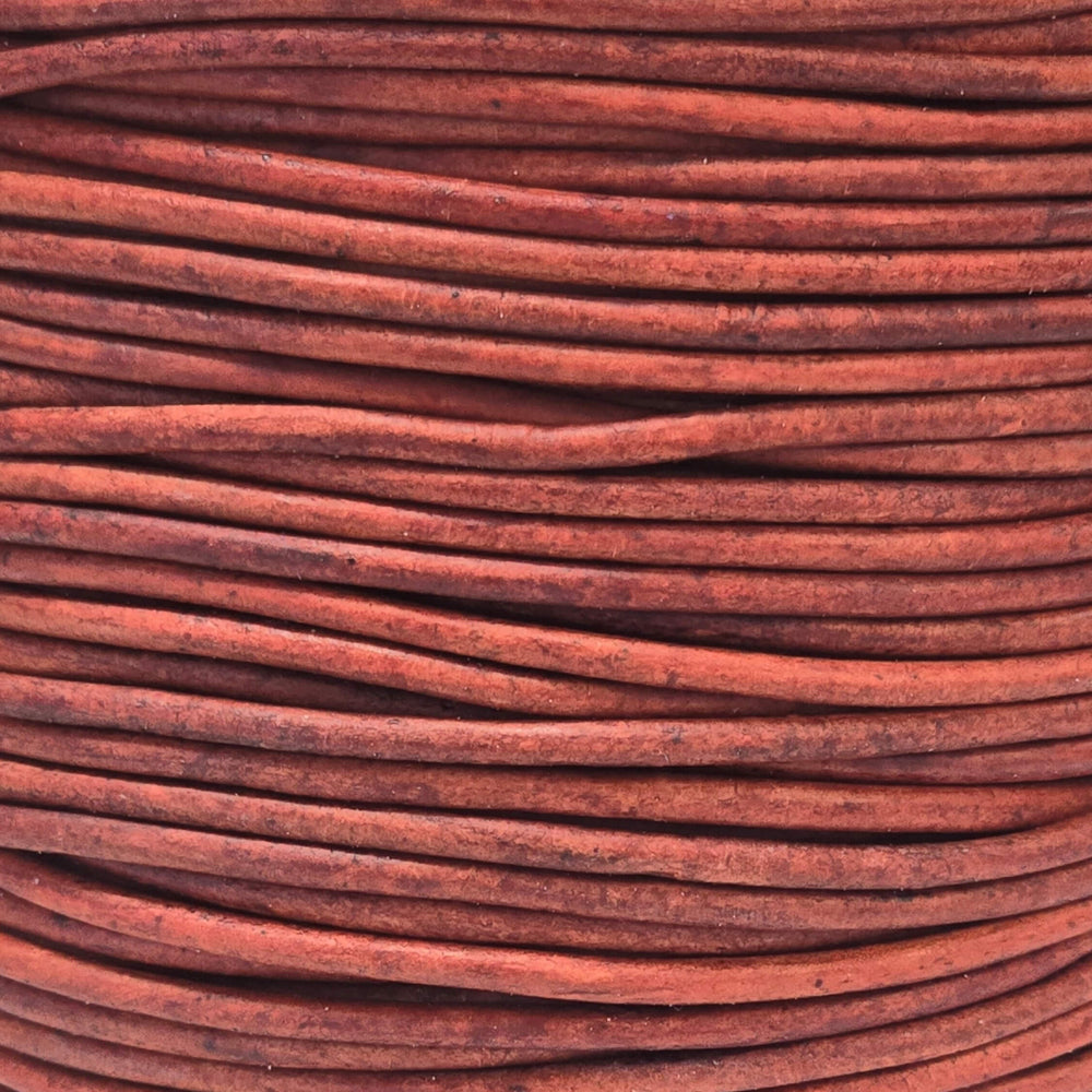 Leather Cord USA Natural Turkey Red Round Leather Cord, 0.5mm (Yard)