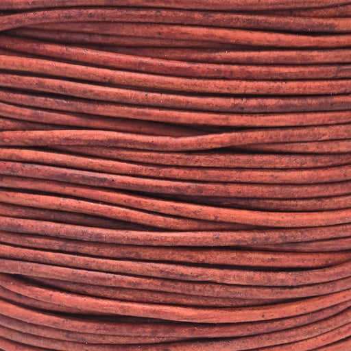 Leather Cord USA Natural Turkey Red Round Leather Cord, 0.5mm (Yard)