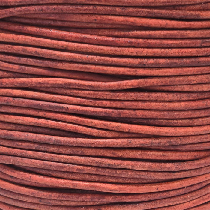 Leather Cord USA Natural Turkey Red Round Leather Cord, 0.5mm (Yard)