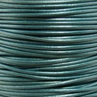Leather Cord USA Metallic Truly Teal Round Leather Cord, 1mm (Yard)