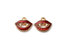 Red Vampire Smile Enamel Charm 13.5x11mm