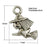 Antique Silver Flying Witch on Broom Charm 13x11mm