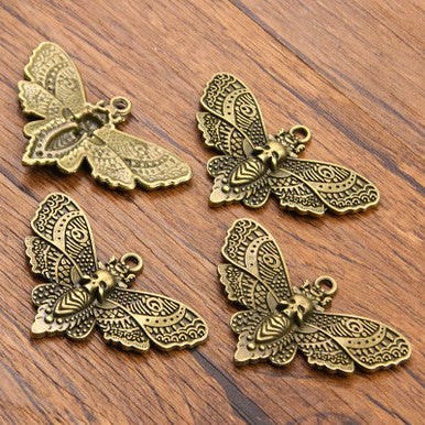 Antique Bronze Death's-Head Moth Pendant 43x27mm (1 Piece)