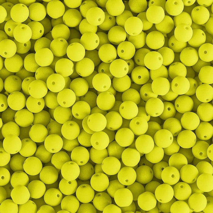 PRECIOSA Czech Glass Bead Strand 4mm, Velvet Neon Yellow