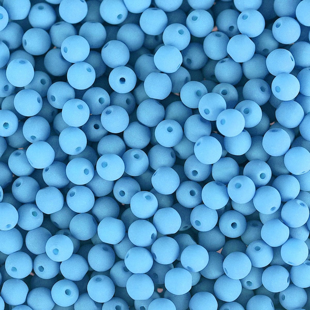 PRECIOSA Czech Glass Bead Strand 4mm, Velvet Sky Blue
