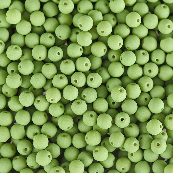 PRECIOSA Czech Glass Bead Strand 4mm, Velvet Soft Lime