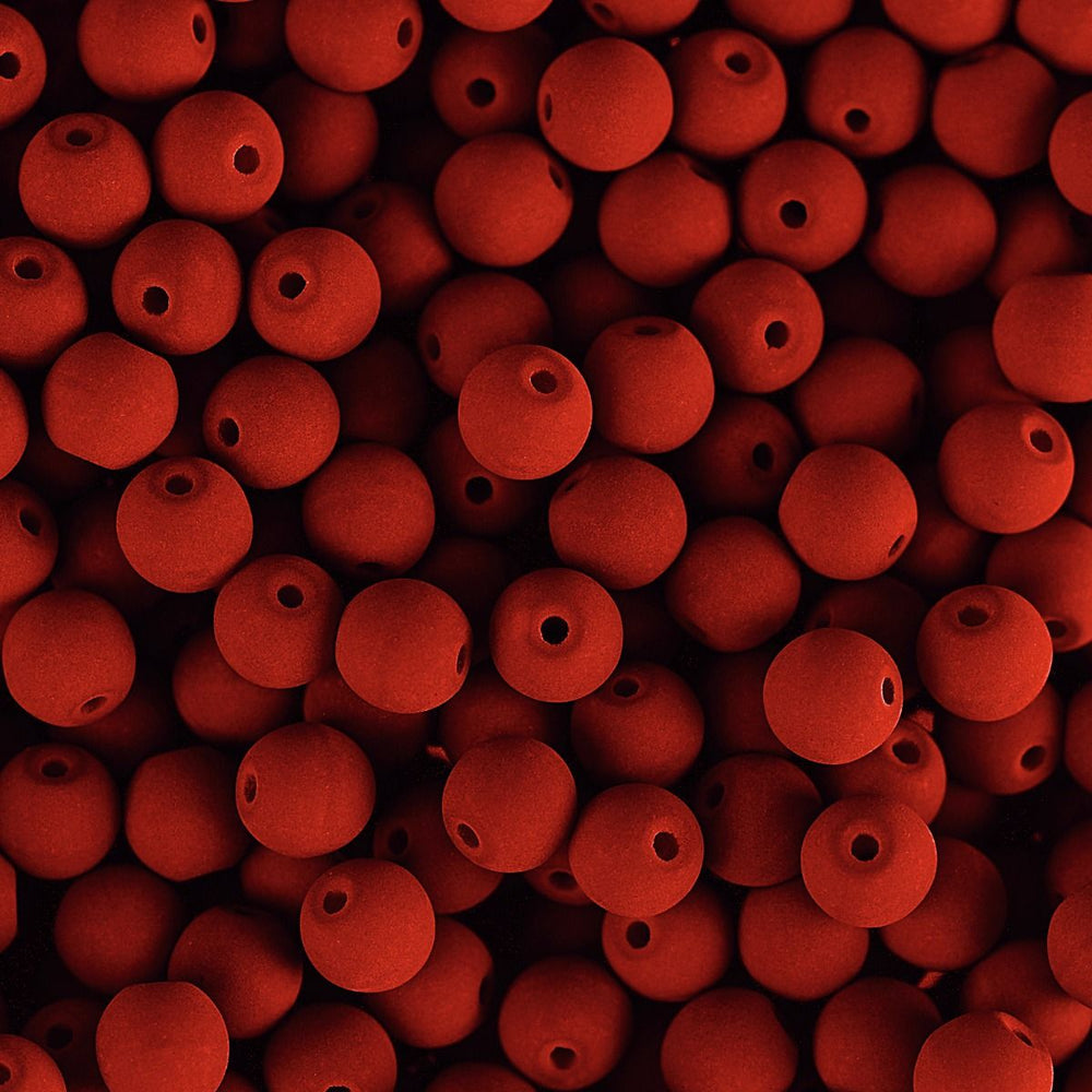 PRECIOSA Czech Glass Bead Strand 6mm, Velvet Red Coral