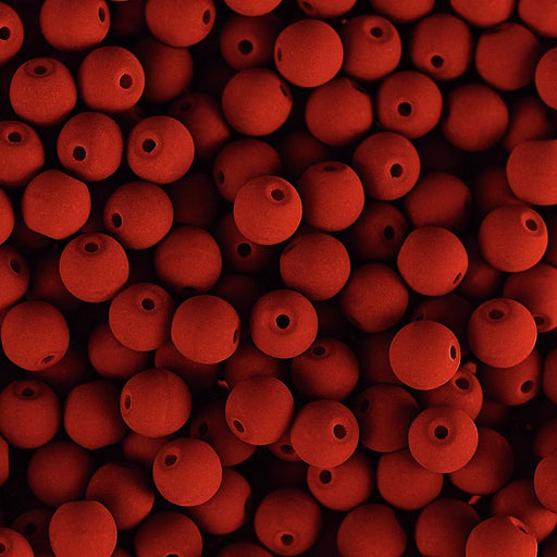 PRECIOSA Czech Glass Bead Strand 6mm, Velvet Red Coral