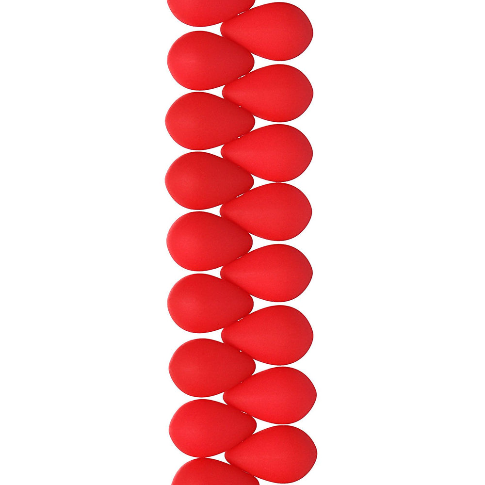 PRECIOSA Czech Glass Drop Bead Strand 6x9mm, Velvet Cherry