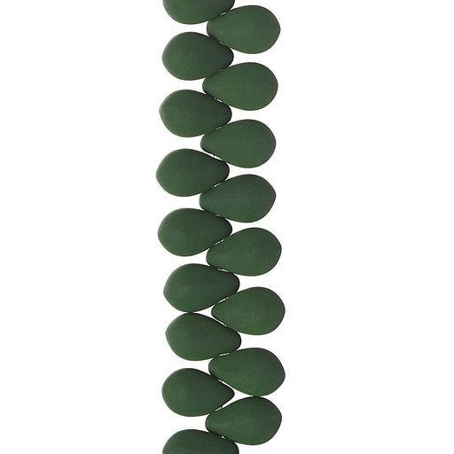 PRECIOSA Czech Glass Drop Bead Strand 6x9mm, Velvet Dark Green