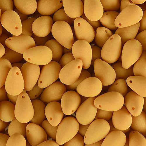 PRECIOSA Czech Glass Drop Bead Strand 6x9mm, Velvet Mustard Yellow