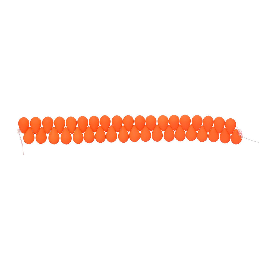 PRECIOSA Czech Glass Drop Bead Strand 6x9mm, Velvet Neon Orange