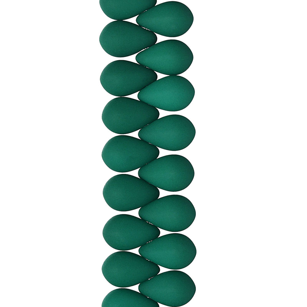 PRECIOSA Czech Glass Drop Bead Strand 6x9mm, Velvet Petrol