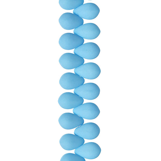 PRECIOSA Czech Glass Drop Bead Strand 6x9mm, Velvet Sky Blue