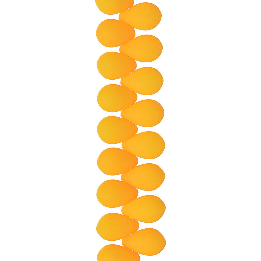 PRECIOSA Czech Glass Drop Bead Strand 6x9mm, Velvet Sunflower