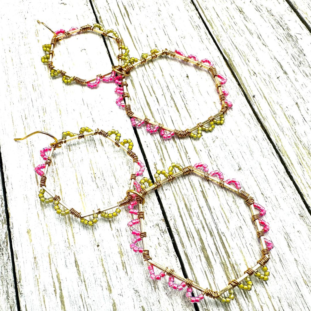 Scalloped Hexagon Statement Earrings