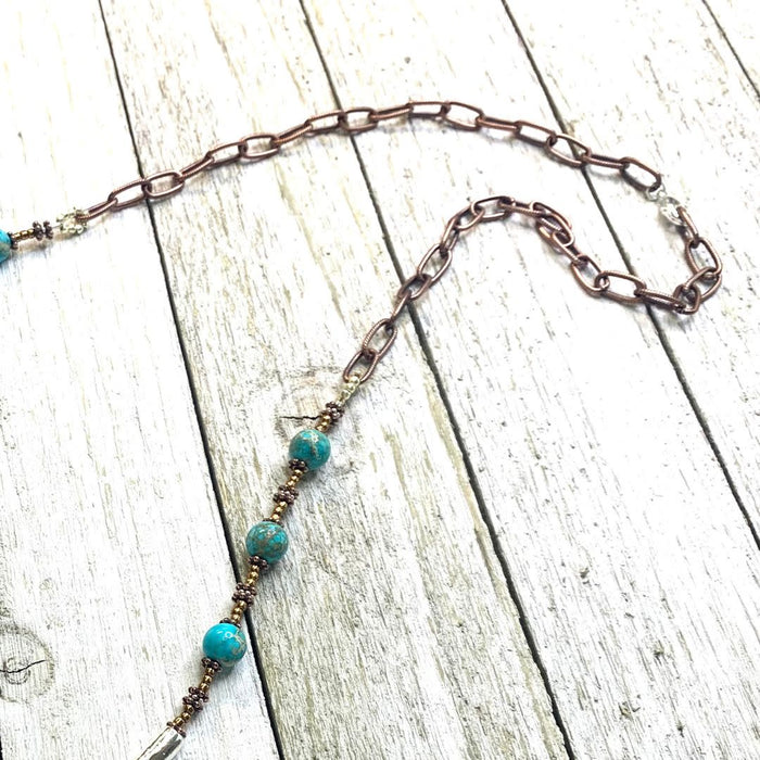 Mixed Metal & Gemstone Long Necklace