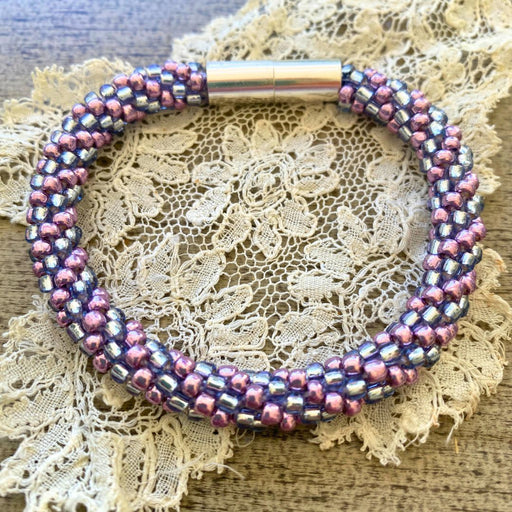 Lilac Beaded Kumihimo Bracelet