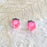 Electric Pink Crystal Stud Earrings