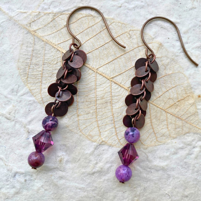 Purple Coin Earrings