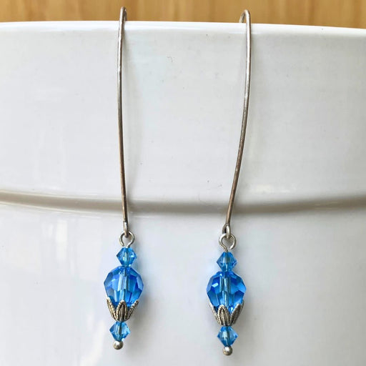 Cool Blue Flower Drop Earrings