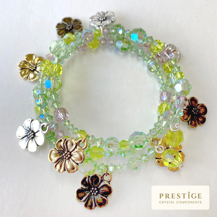 Sparkling Apple Blossom Memory Wire Bracelet