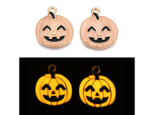 Golden Glow-in-the-Dark Pumpkin Enamel Charm 19.5x16mm