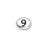 Alphabet Bead, Oval Puff Number '9' 7x6mm, by TierraCast, Rhodium Plated (1 Piece)