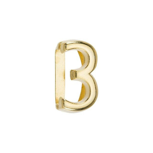 Regaliz Number Slider Bead, for 10mm Flat Leather Cord Number '3', Gold Plated (1 Piece)