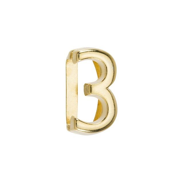 Regaliz Number Slider Bead, for 10mm Flat Leather Cord Number '3', Gold Plated (1 Piece)