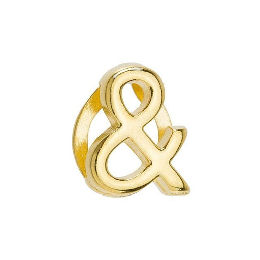 Regaliz Number Slider Bead, for 10mm Flat Leather Cord Number 'Ampersand Symbol', Gold Plated (1 Piece)