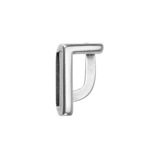 Regaliz Symbol Slider Bead, for 10mm Flat Leather Cord 'GAMMA', Silver Plated (1 Piece)