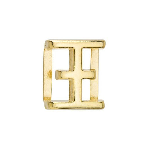 Regaliz Symbol Slider Bead, for 10mm Flat Leather Cord 'XI', Gold Plated (1 Piece)