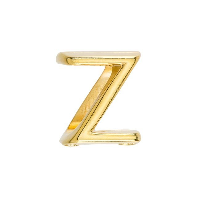 Regaliz Alphabet Slider Bead, for Oval Leather Cord 'Z', Gold Plated (1 Piece)